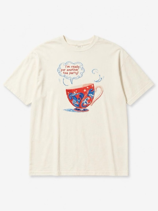 L&A 952 Curated Collections Tops - Comfort Colors Ivory Tea Party Graphic Tee Retro Teacup Shirt S-2XL